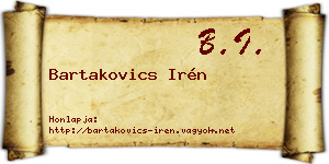 Bartakovics Irén névjegykártya