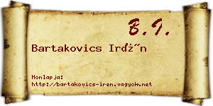 Bartakovics Irén névjegykártya
